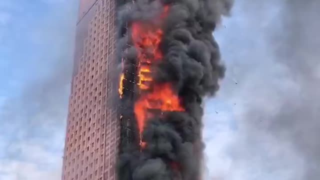 🔥China fire destroys 218-meter-tall skyscraper🔥