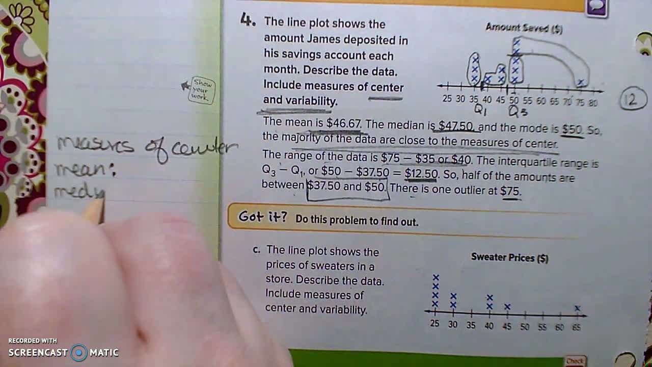 Gr 6 - Ch 12 - Lesson 1 - Line Plots