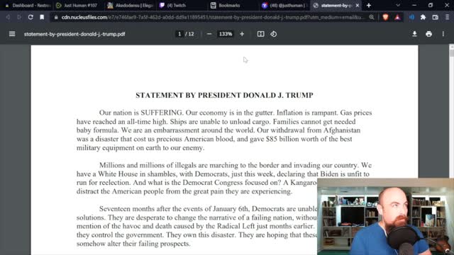 Reading: STATEMENT BY PRESIDENT DONALD J. TRUMP June 13th, 2022