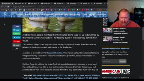 Texas retired couple may loose their home over ducks