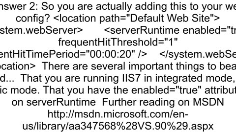 ASPNET4 IIS75 webconfig serverRuntime element