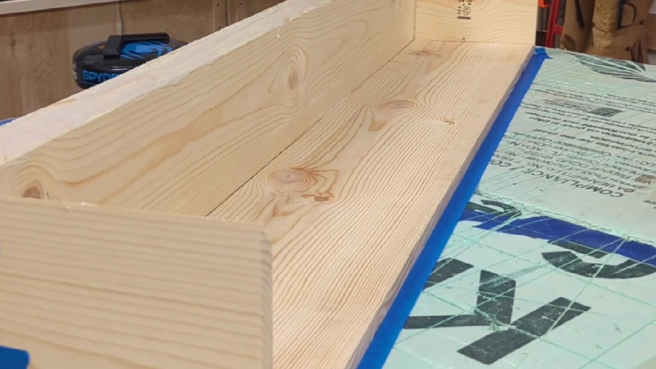 Floating mantel glue up