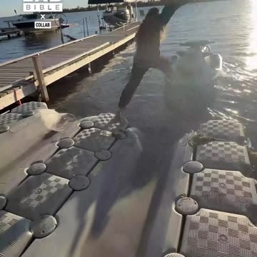 Woman jumps on jet ski