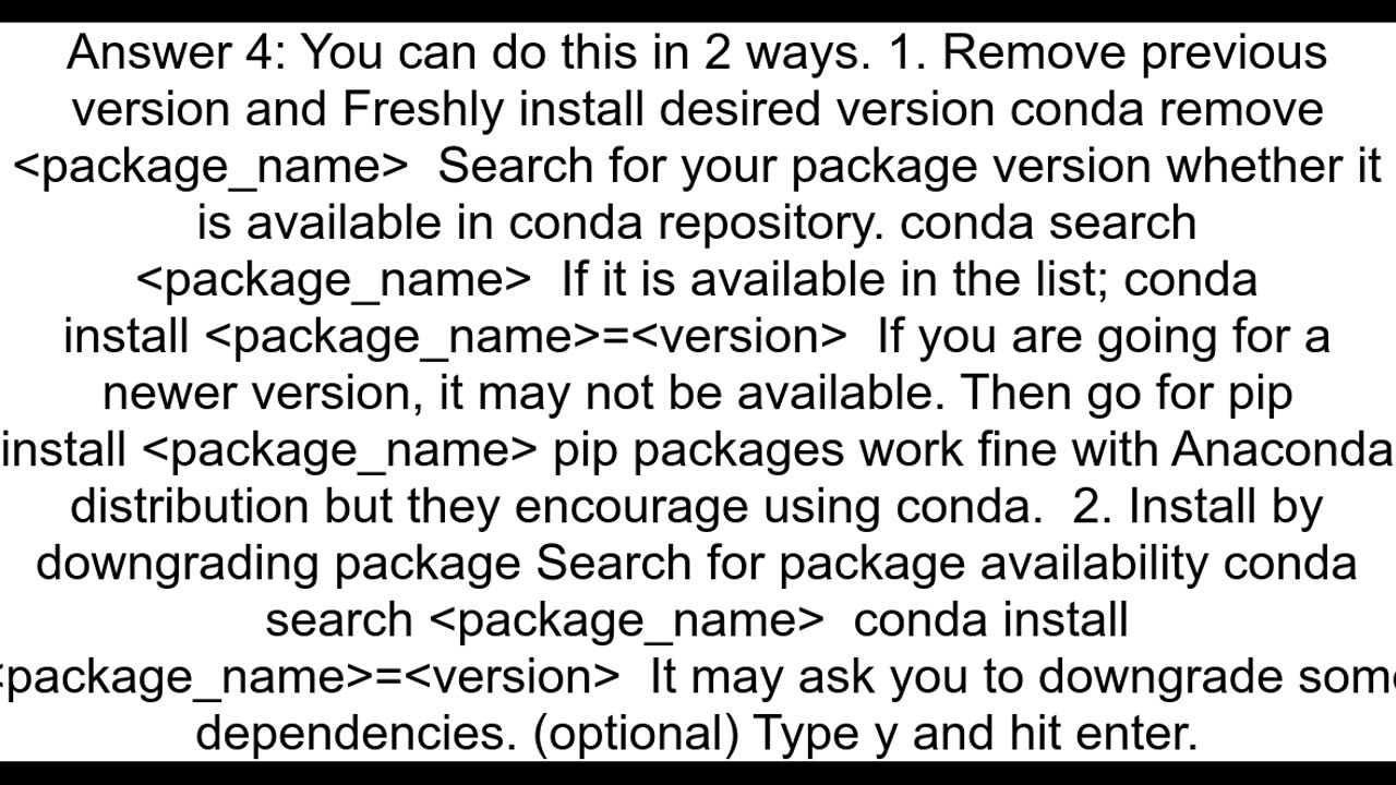 How do I revert to a previous package in Anaconda