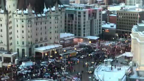 The view of the protest now from Global News 14th floor Ottawa news bureau.