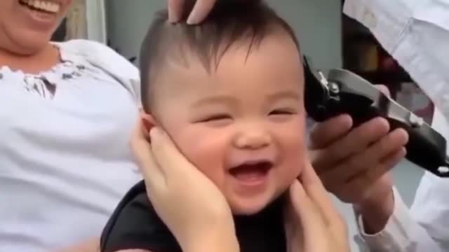 Cute baby Funny Hair Cutting