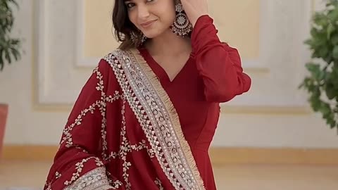 Faux Georgette Designer Gown In Maroon
