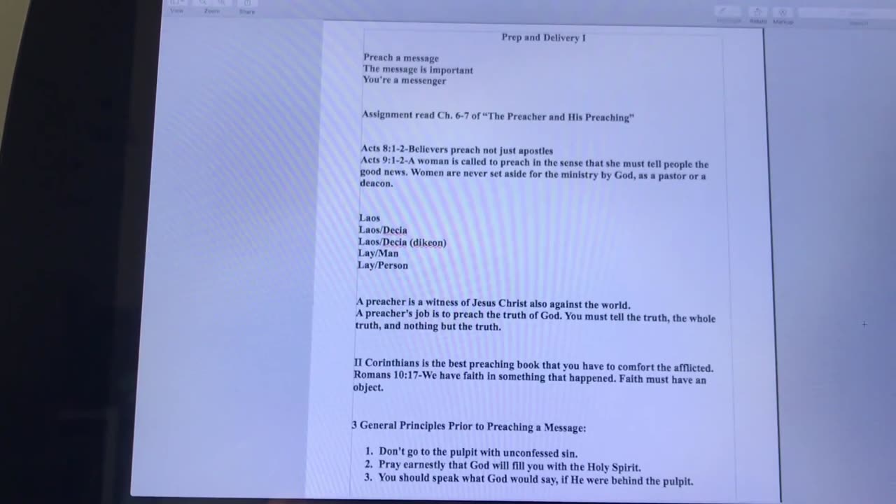 Ruckman's class notes Prep&Delivery I, part1