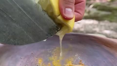 Cooking sea bass Fish on natural stone