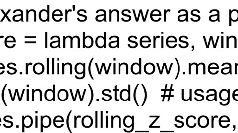 Rolling Zscore applied to pandas dataframe