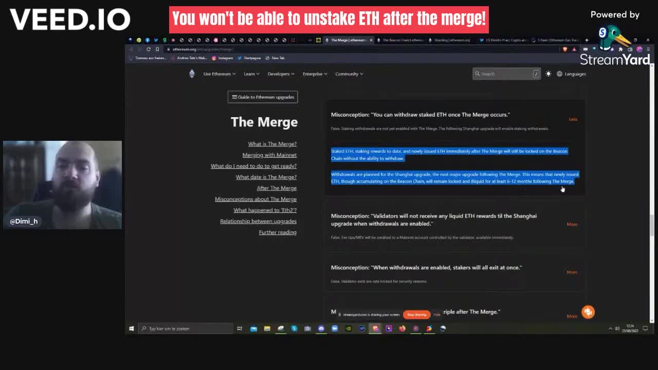 After the merge will you not be able to unstake your ETH2