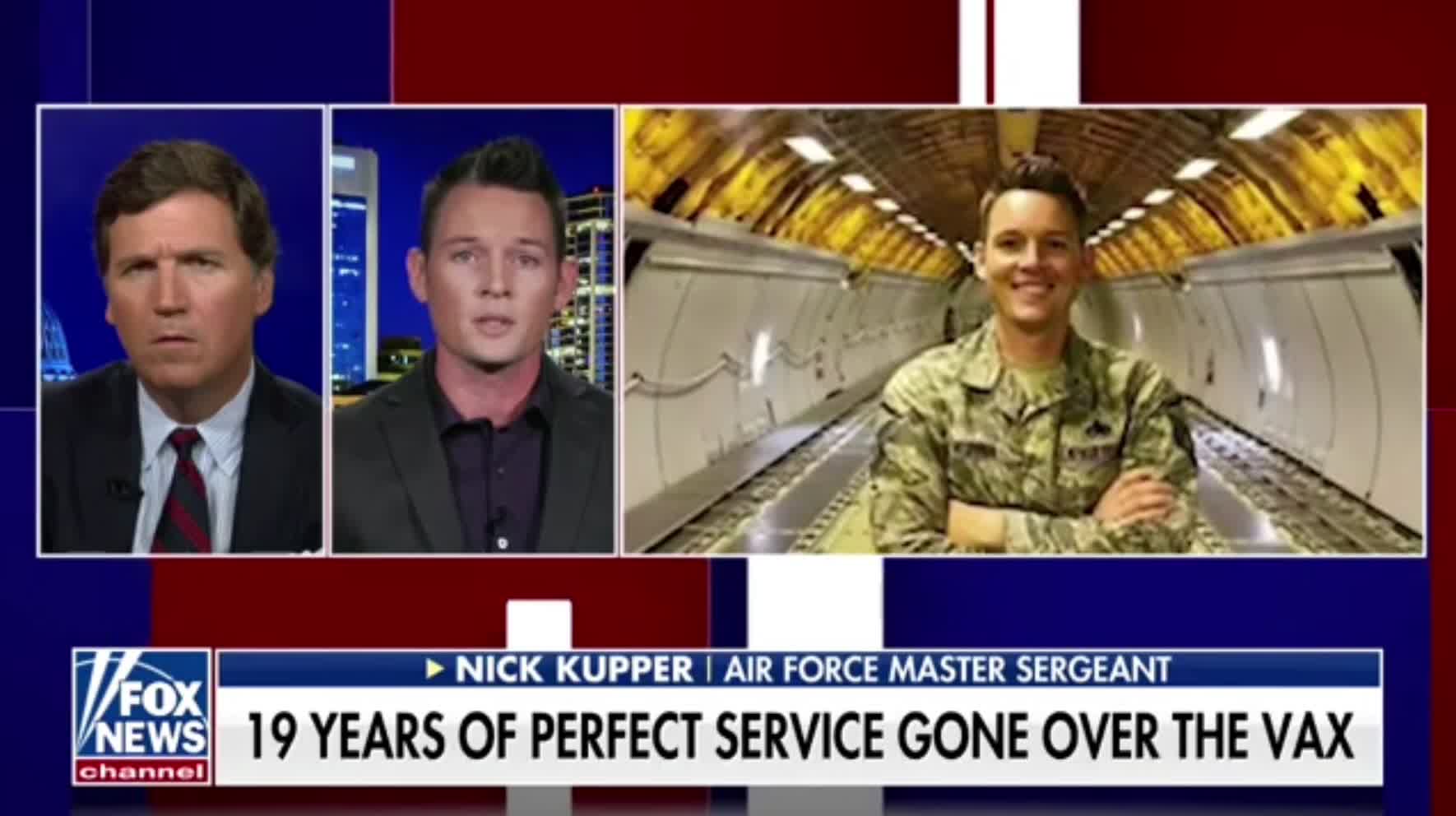 Nick Kupper, an Air Force Master Sergeant who was expelled for refusing the COVID vax, tells Tucker Carlson about his experience