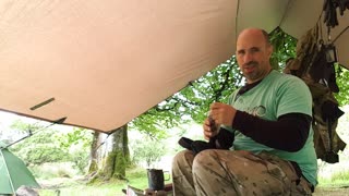 Vlog under the tarp in light rain