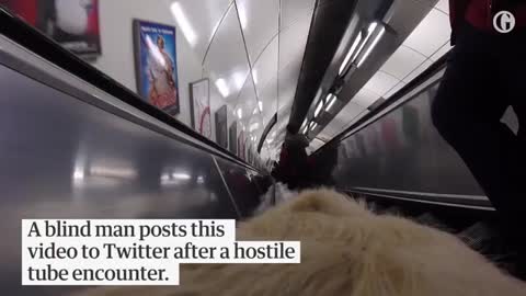 Guide dog captures blind man's hostile encounter on the tube