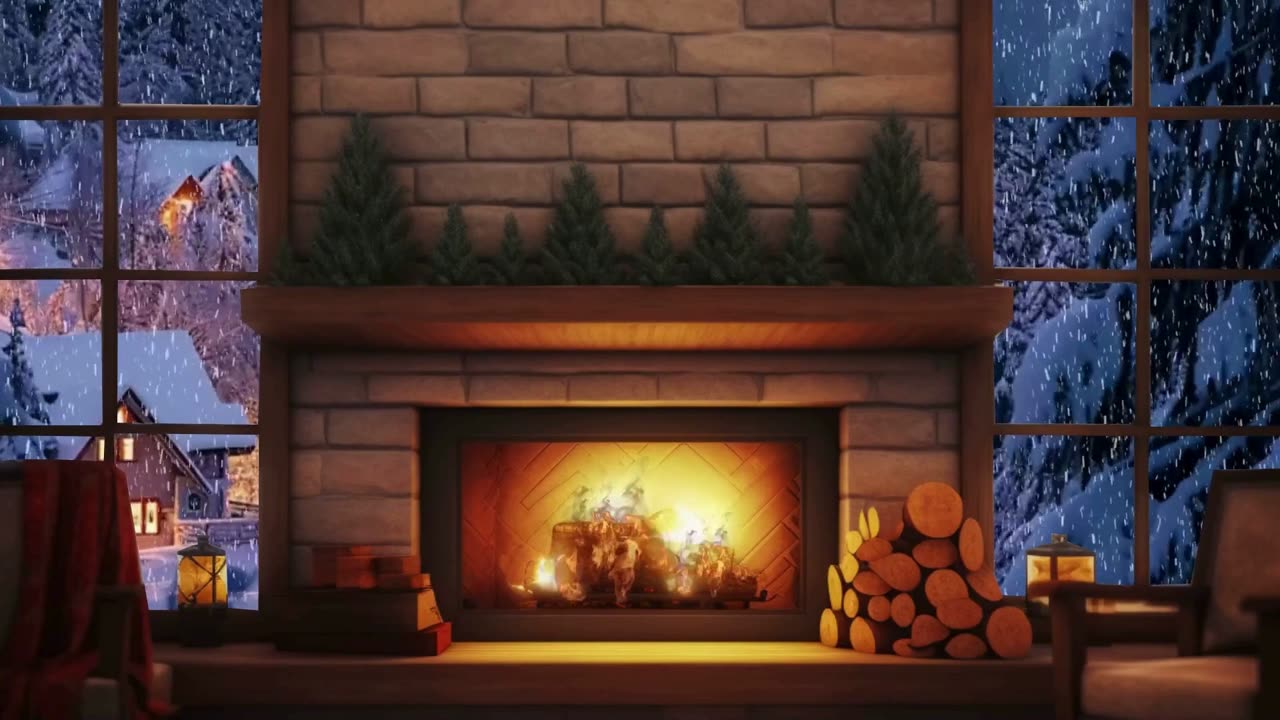 1 Hour Sleep Video: Snow and Wind ASMR in a Cozy Bedroom Winter Snowstorm and Custom Voice ASMR