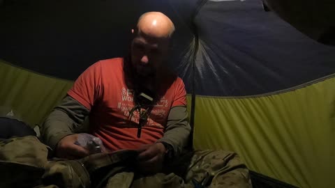 Getting ready for bed. Inside the Nature hike cloudpeak 2. Riverside wildcamping