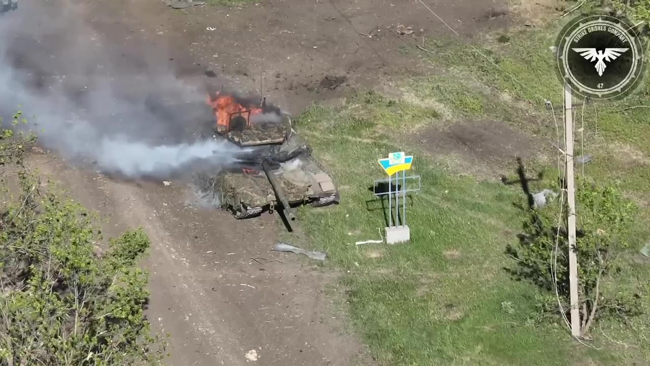 Ukrainian military knocked out a Russian T-90M Breakthrough tank with a drone