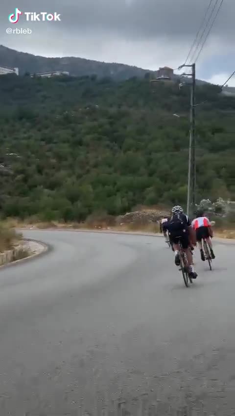 Bicycles race in turns