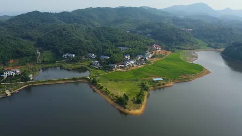 Beautiful rural reservoir natural landscape