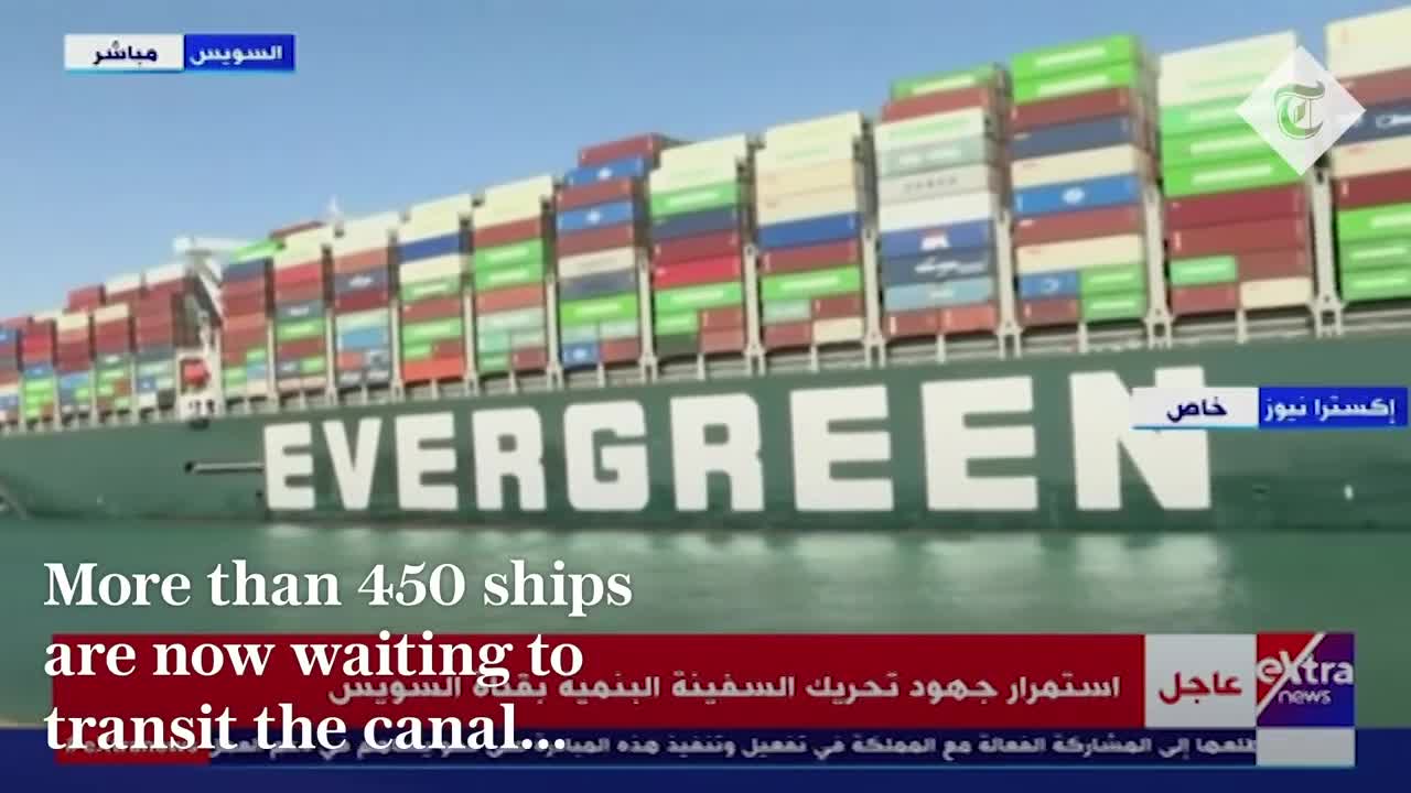 ez Canal- Tugboats sound horns as Ever Given