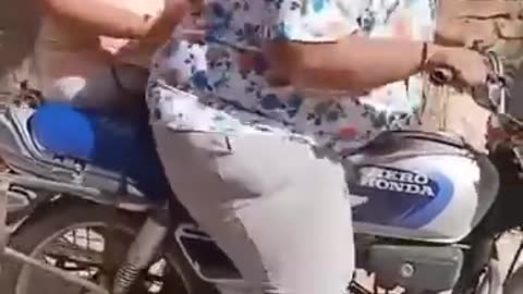 Fat boy riding bike