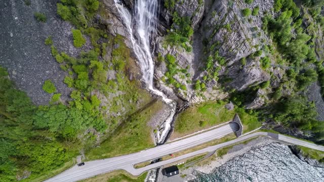 aerial footage road in norway beautiful nature norway