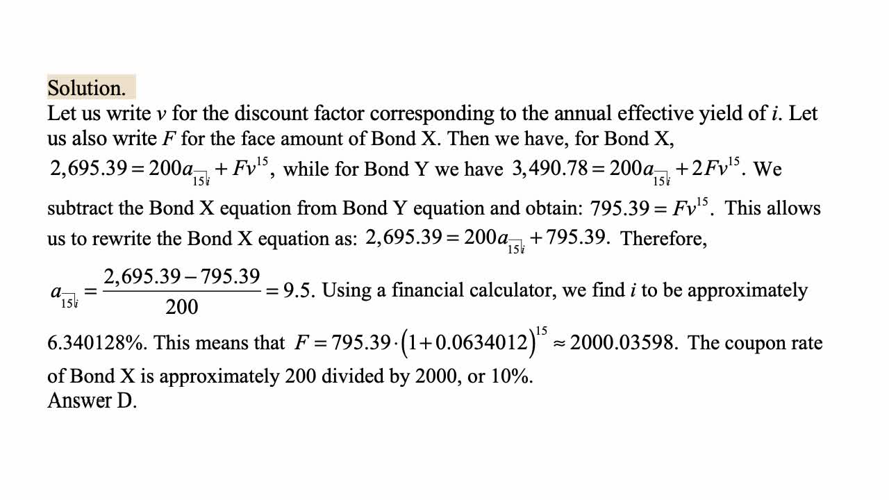 Exam FM exercise for January 17, 2022