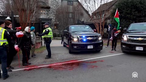 Protestors after Blinken