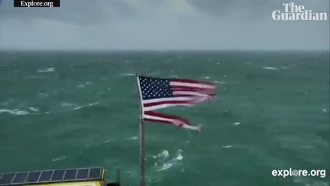 Hurricane Florence_ timelapse video shows strong winds shearing an American flag