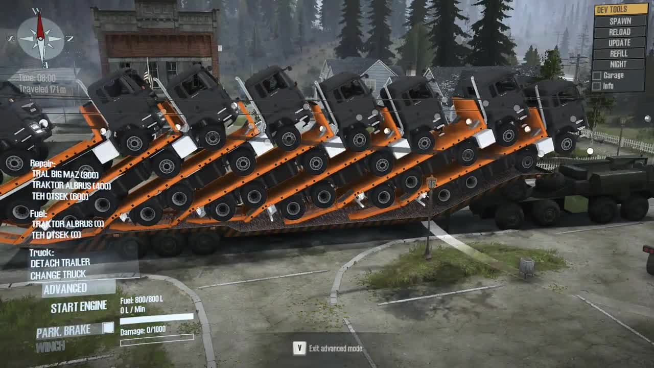 10 Trucks in 1 Trailer SpinTires MudRunner