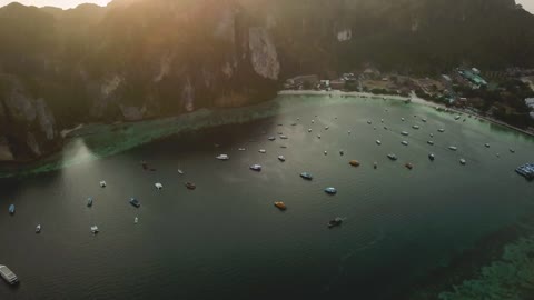 Landscape of a bay during a sunset