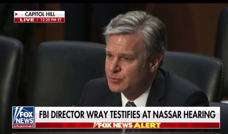 Christopher Wray SOUNDS NERVOUS - Gymnasts testify on FBI's sex abuse investigation Larry Nassar