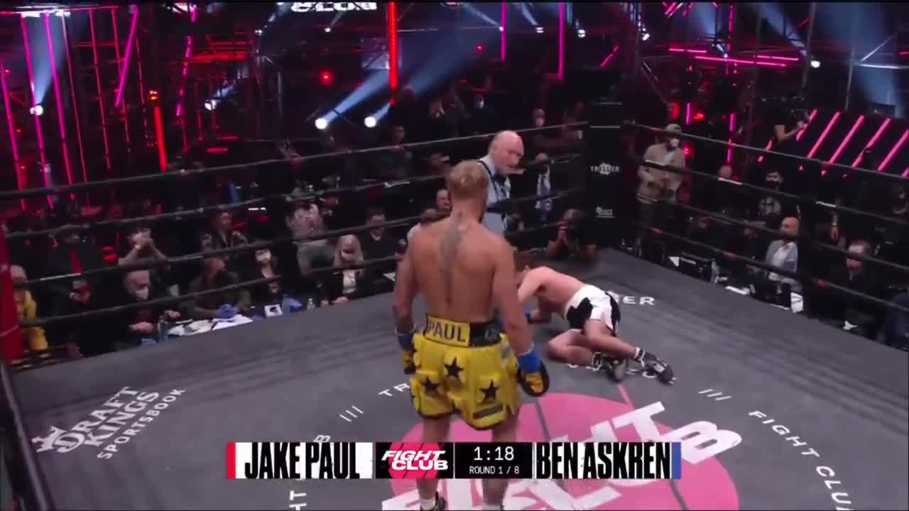 Jake Paul Knocks Out Ben Askren in less than 1 minute.