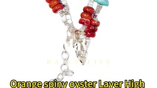 GN-20241212-01 Orange spiny oyster Layer High Quality Natural Turquoise Necklace Turquoise Necklace