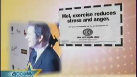 Entertainment news show reports on NYSC's Mel Gibson ad.