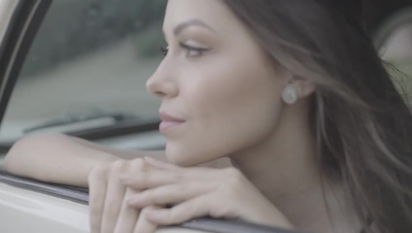 beautiful girl in car