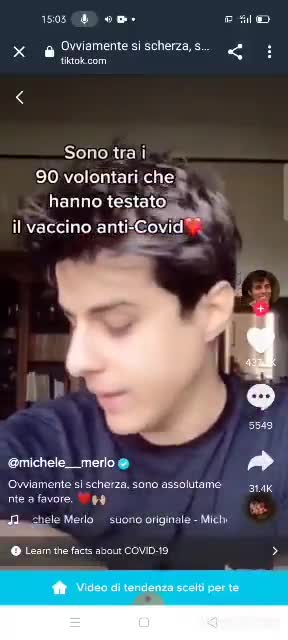 michele merlo conferma la vaccinazione