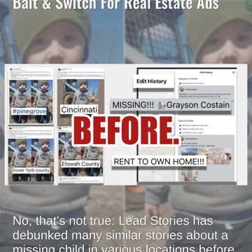 Fact Check: FAKE Posts About Missing Boy 'Grayson Costain' Are Bait & Switch For Real Estate Ads