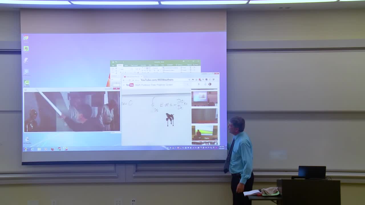 Math Professor Fixes Projector Screen