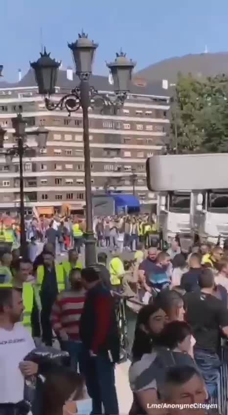 Huge demonstration of truck drivers and farmers in Oviedo in northern Spain against rising