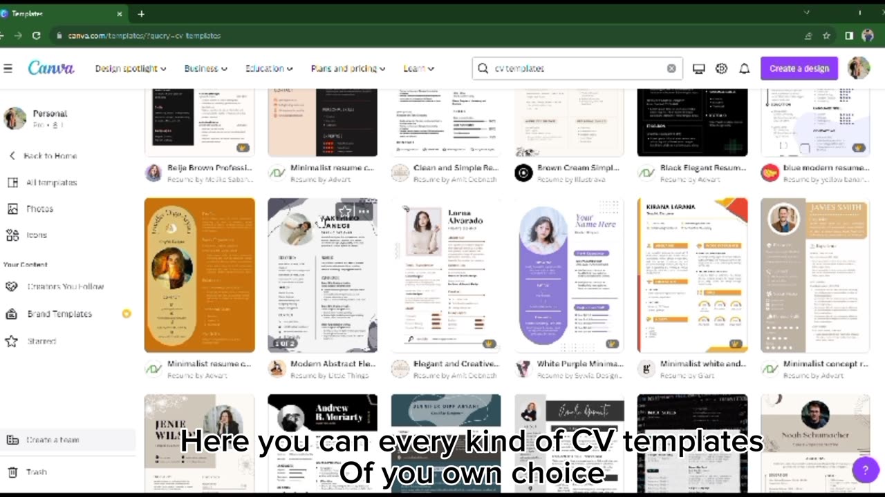 How to make a CV in just 5 minutes ( Canva Course part 1st)