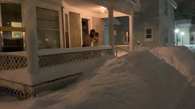 Snow-Mageddon Porch Jump Fail