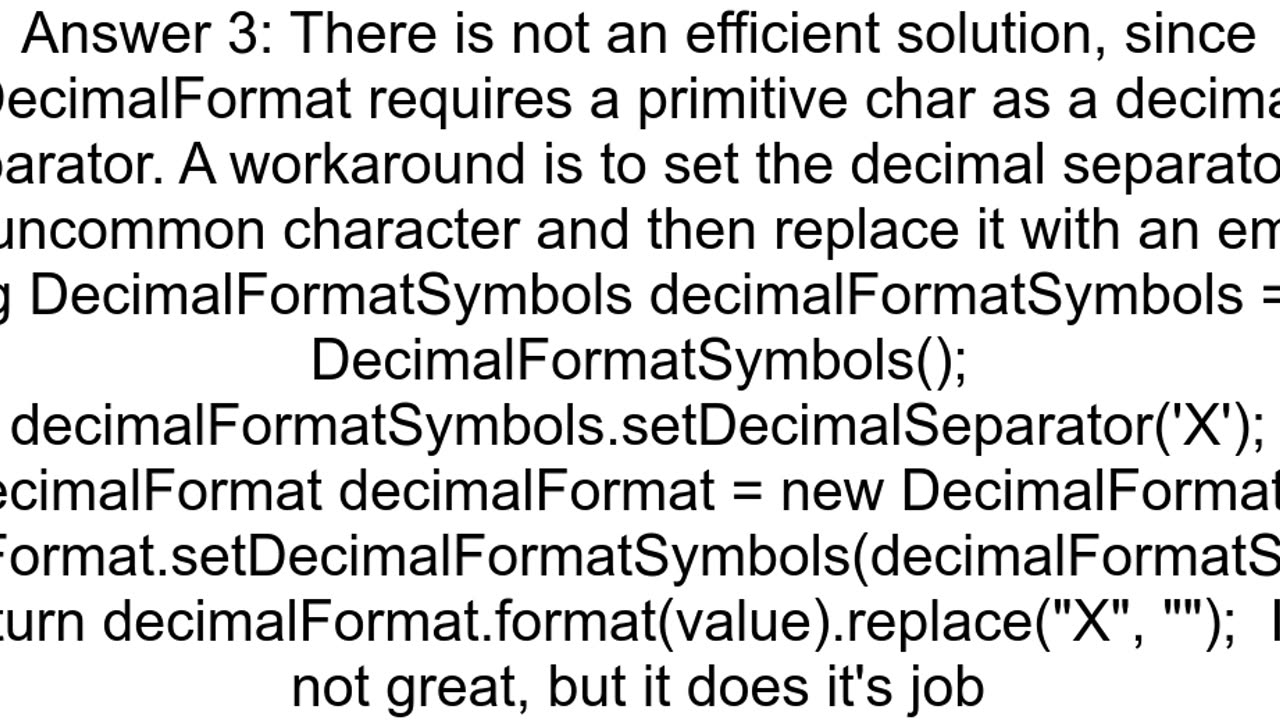DecimalFormat no decimal separator