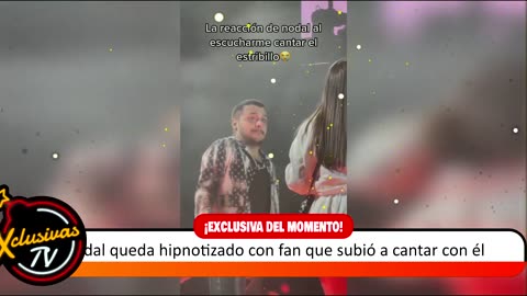 Christian Nodal queda hipnotizado con fan que subió a cantar con él