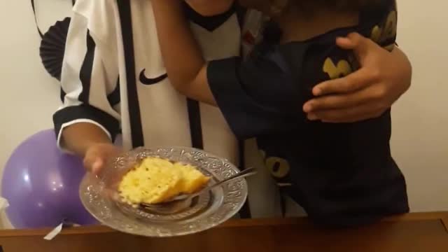 Brother is Thrilled to Receive the First Piece of Cake