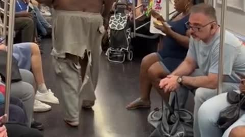 Homeless Man steals ladies food on the train/ via @smileyhundo/#tiktok Viral Tik tok