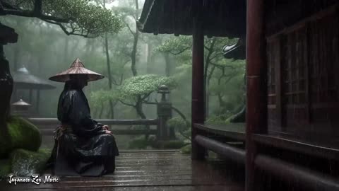 Rainy Day in a Serene Ancient Temple - Japanese Zen Music For Soothing, Meditation, Healing