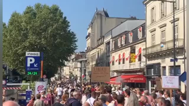 Perigueux: French protests against vaccine passport/mandates Aug 14 2021