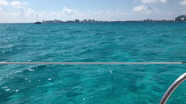 Cancun sea viewed from the boat to the isla de mujeres