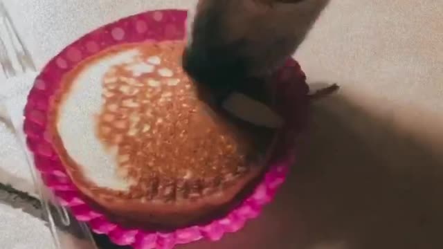 My dog eating pancake